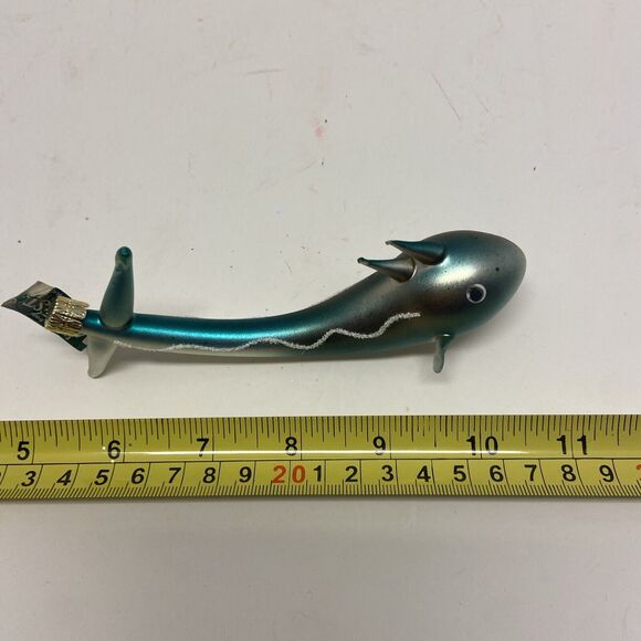 Midwest Of Cannon Falls Vintage Blue Serpent Ornament Hand Blown Glass Czech Rep - Picture 6 of 7